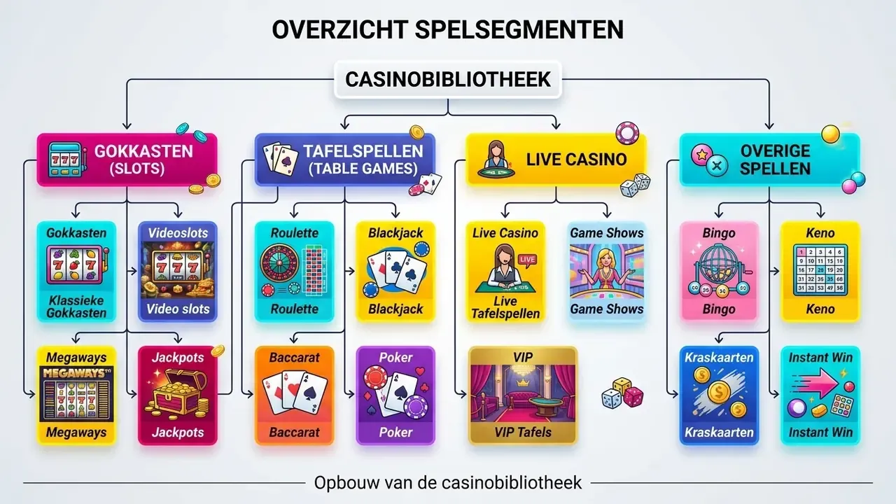 Stroomdiagram over de verdeling van spellen binnen Funbet casino